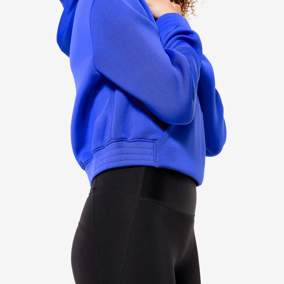 Cropped Cut Fitness Cardio Hooded Sweatshirt - Blue