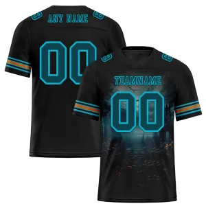 Custom Black Skull Fashion Aqua Personalized Authentic Football Jersey FBJ02-bc0fba9