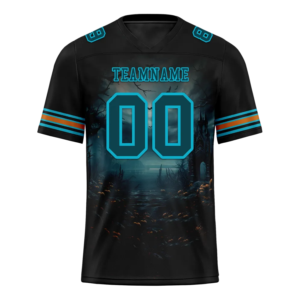 Custom Black Skull Fashion Aqua Personalized Authentic Football Jersey FBJ02-bc0fba9