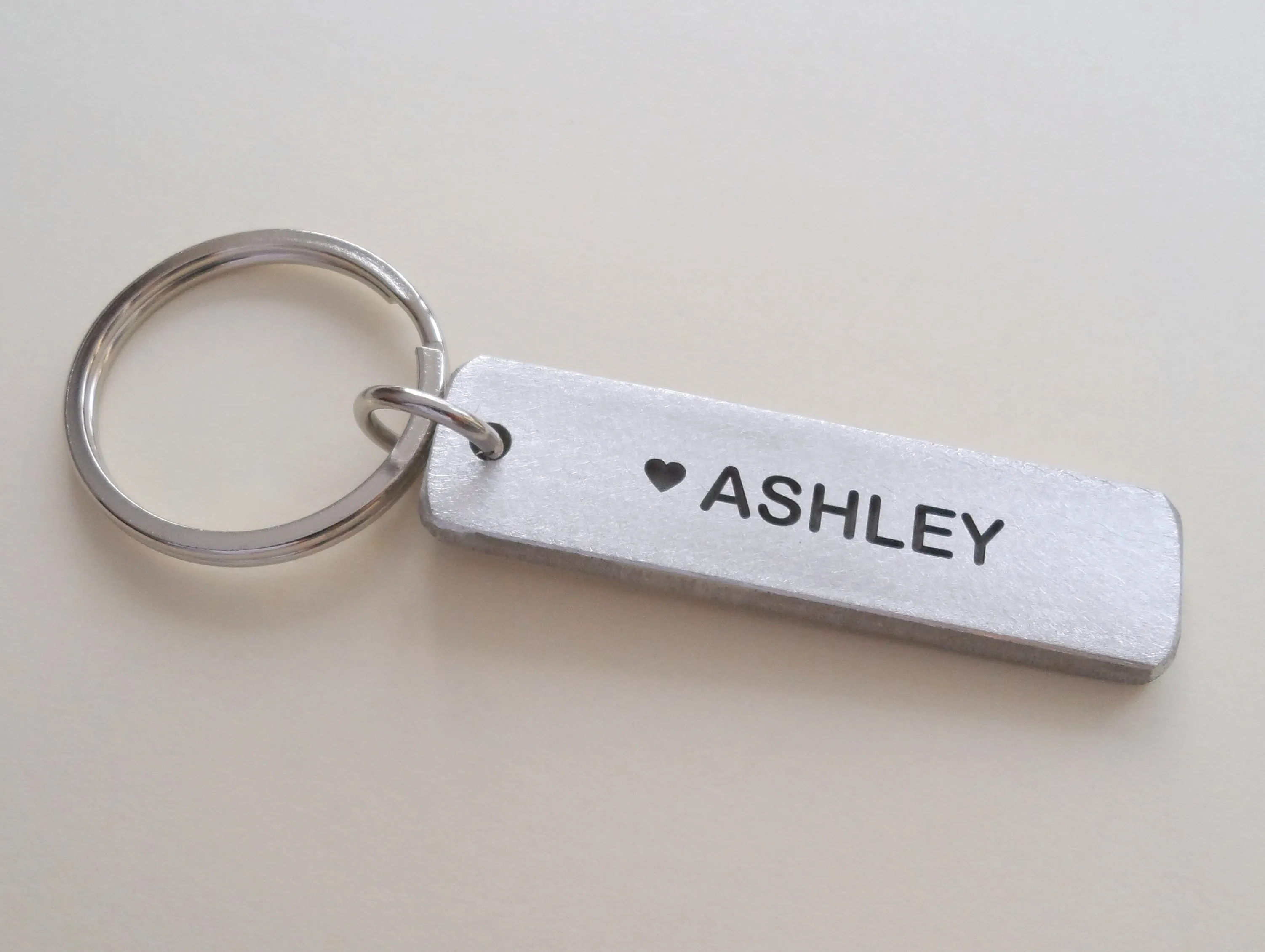 Custom Engraved Aluminum Keychain Tag with Football Helmet Charm; Couples Keychain