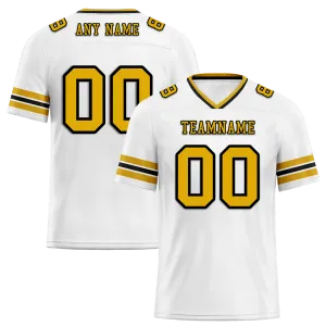 Custom White Sleeve Stripes Yellow Personalized Authentic Football Jersey FBJ02-bc0f0f7