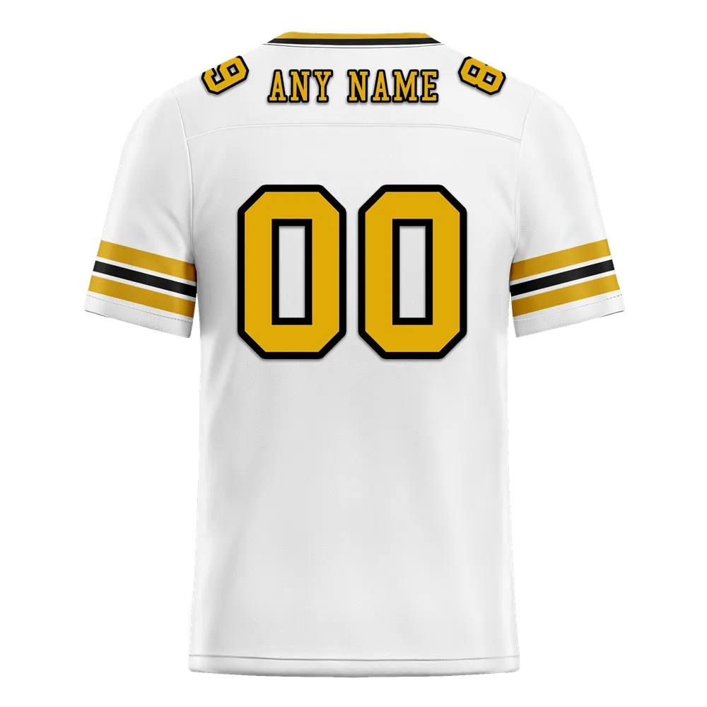 Custom White Sleeve Stripes Yellow Personalized Authentic Football Jersey FBJ02-bc0f0f7
