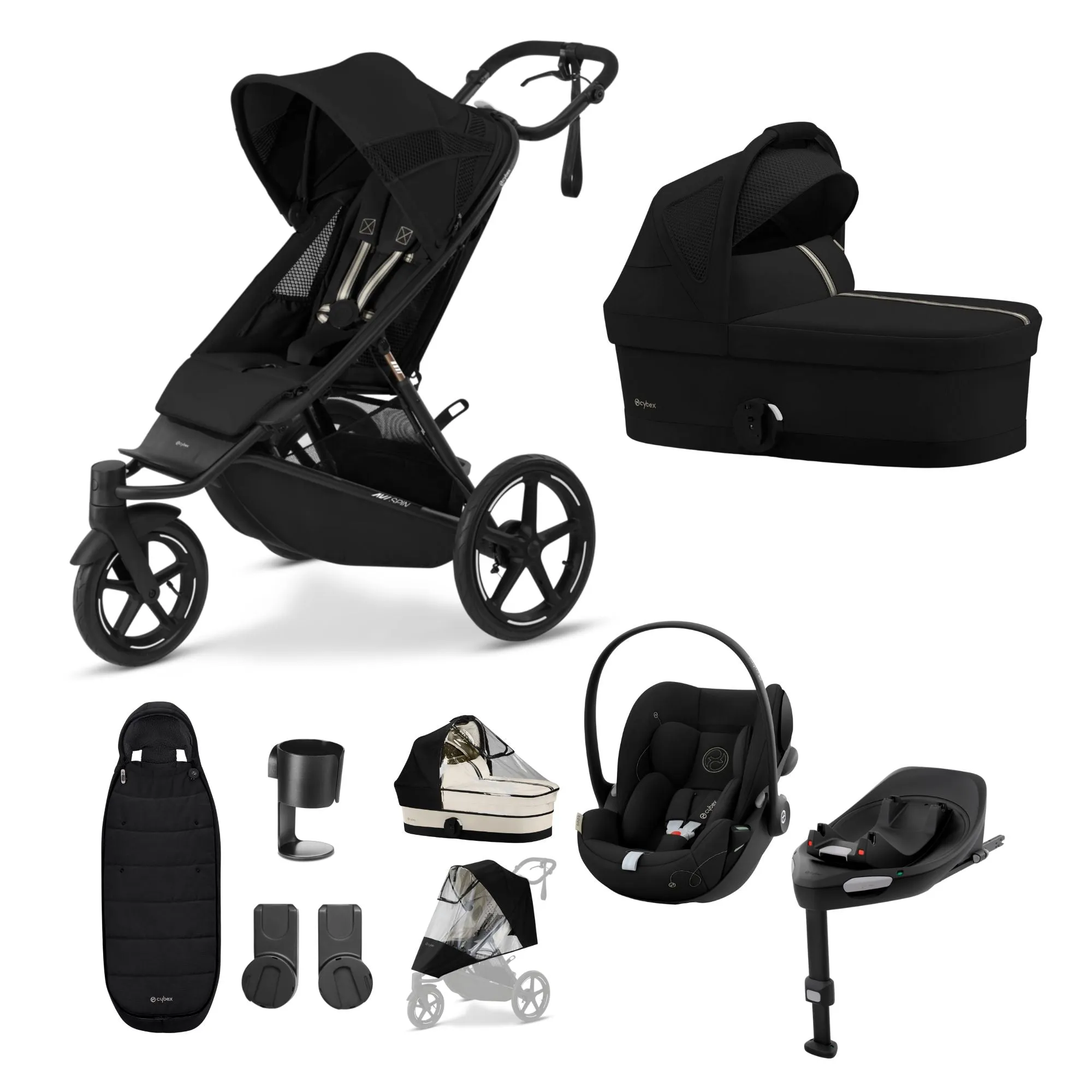 Cybex AVI Spin Moon Black Bundle with Cloud G Car Seat & Base