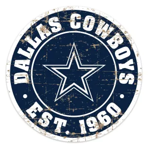 Dallas Cowboys 22" Round PVC Distressed Logo Wall Sign