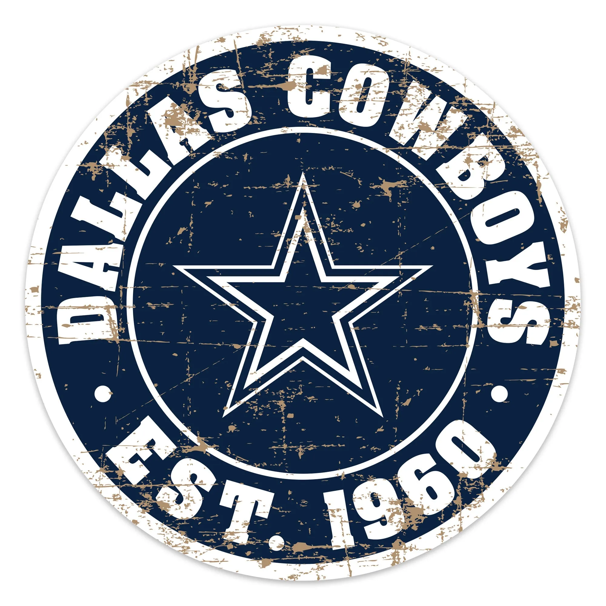 Dallas Cowboys 22" Round PVC Distressed Logo Wall Sign