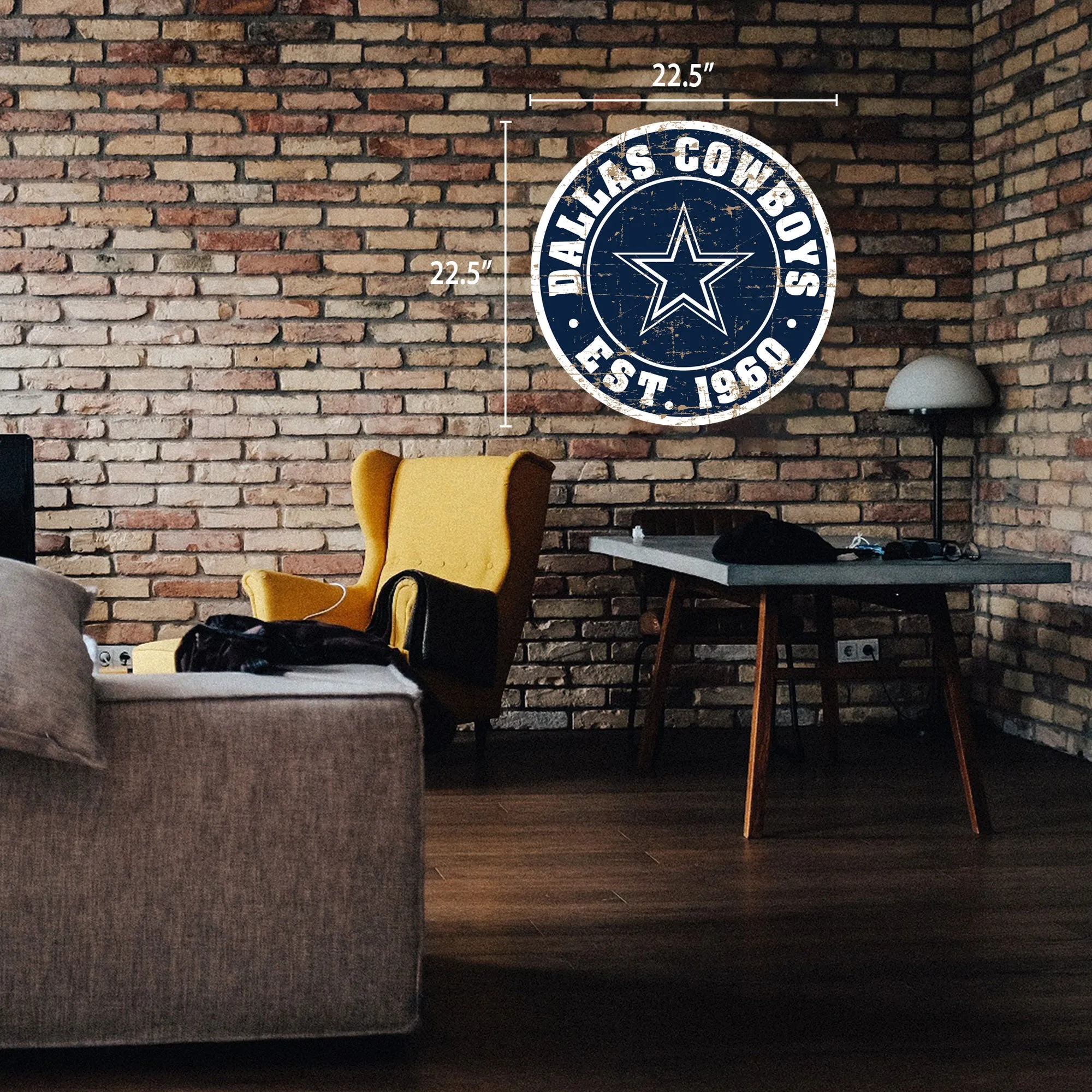 Dallas Cowboys 22" Round PVC Distressed Logo Wall Sign