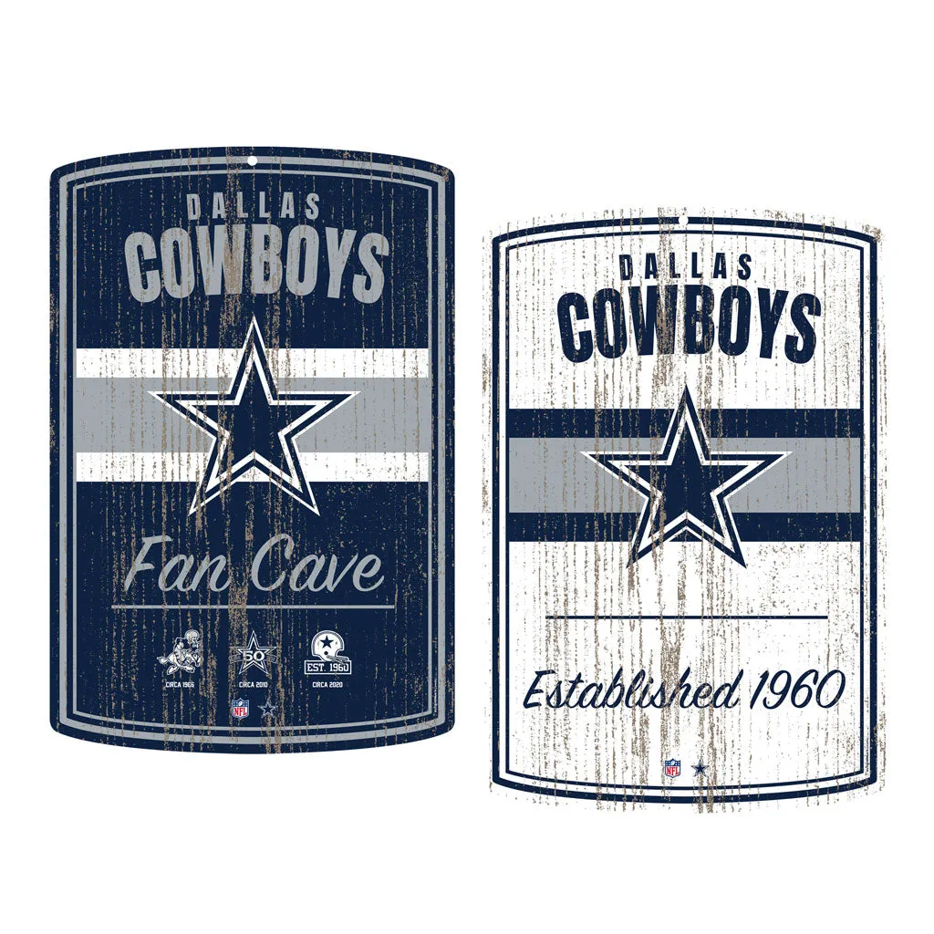 Dallas Cowboys Wall Sign - 16" x 23" 2 pack Established Faux Wood
