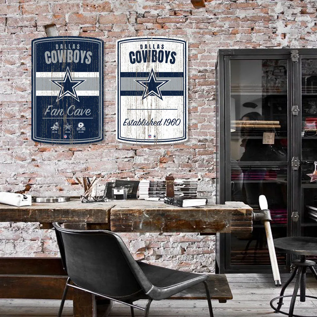 Dallas Cowboys Wall Sign - 16" x 23" 2 pack Established Faux Wood