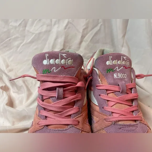 Diadora N.9000 Men's Sneaker Pink Peach White Green size 9