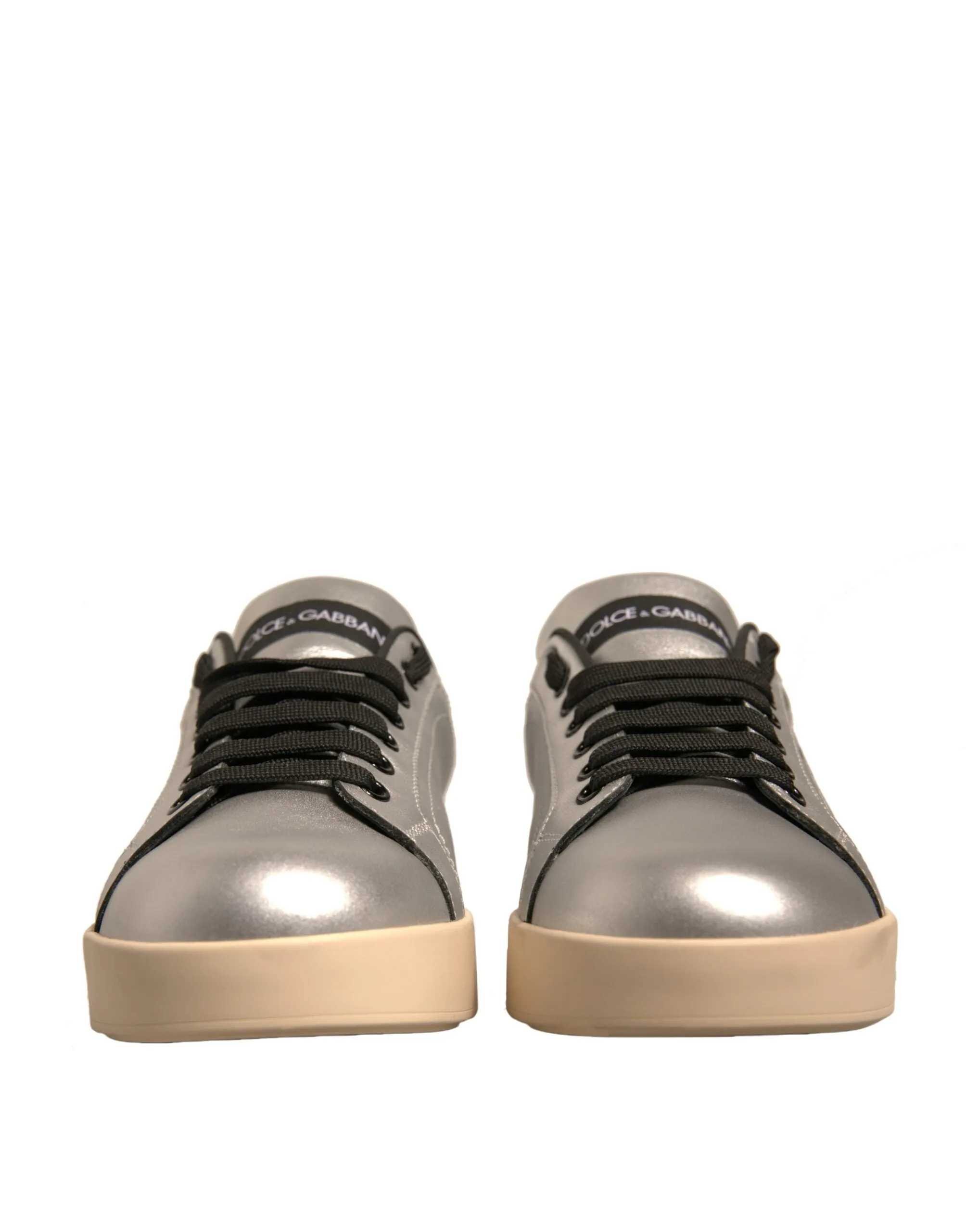 Dolce&Gabbana Portofino Women Gold Sneakers Leather Athletic Trainer Shoes EU 38