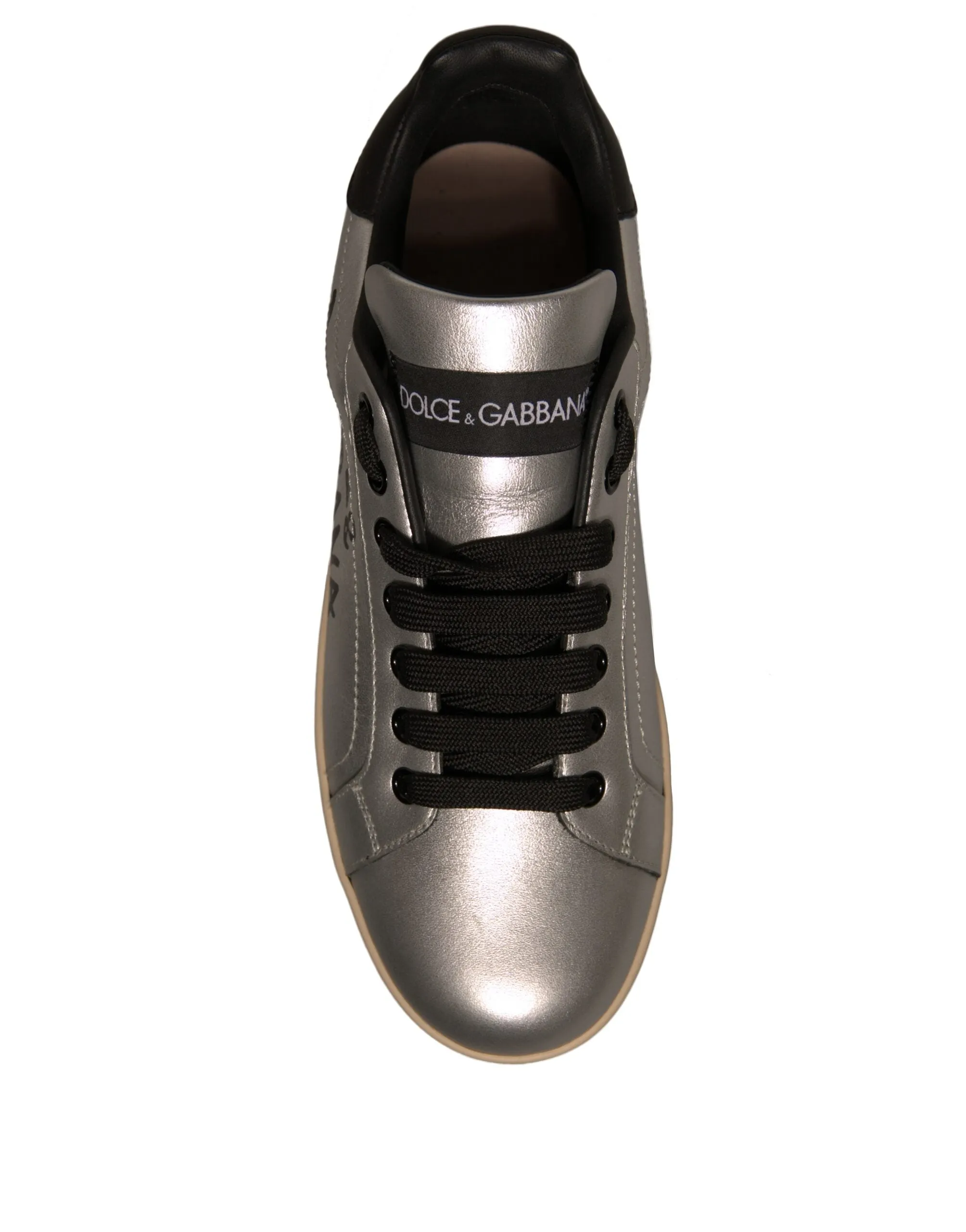 Dolce&Gabbana Portofino Women Gold Sneakers Leather Athletic Trainer Shoes EU 38