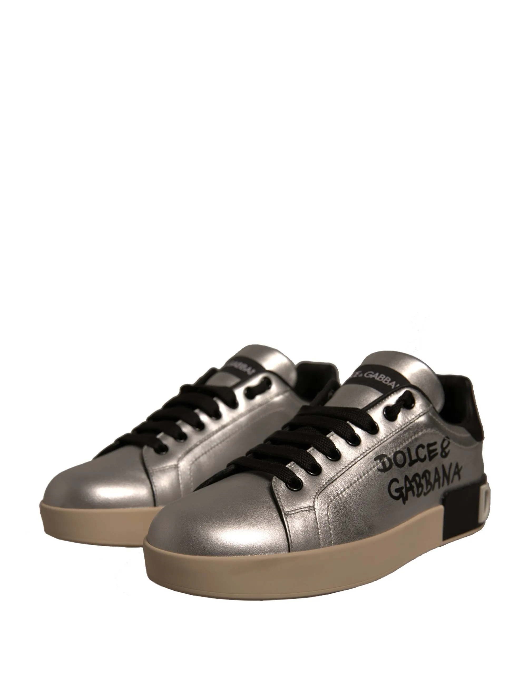 Dolce&Gabbana Portofino Women Gold Sneakers Leather Athletic Trainer Shoes EU 38