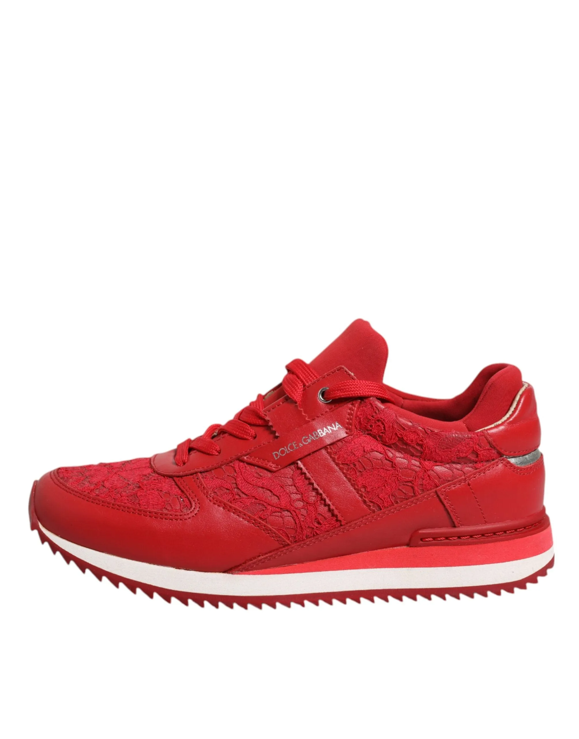 Dolce&Gabbana Women Red Sneakers Nylon Floral Lace Stretch Trainer Shoes EUR 36