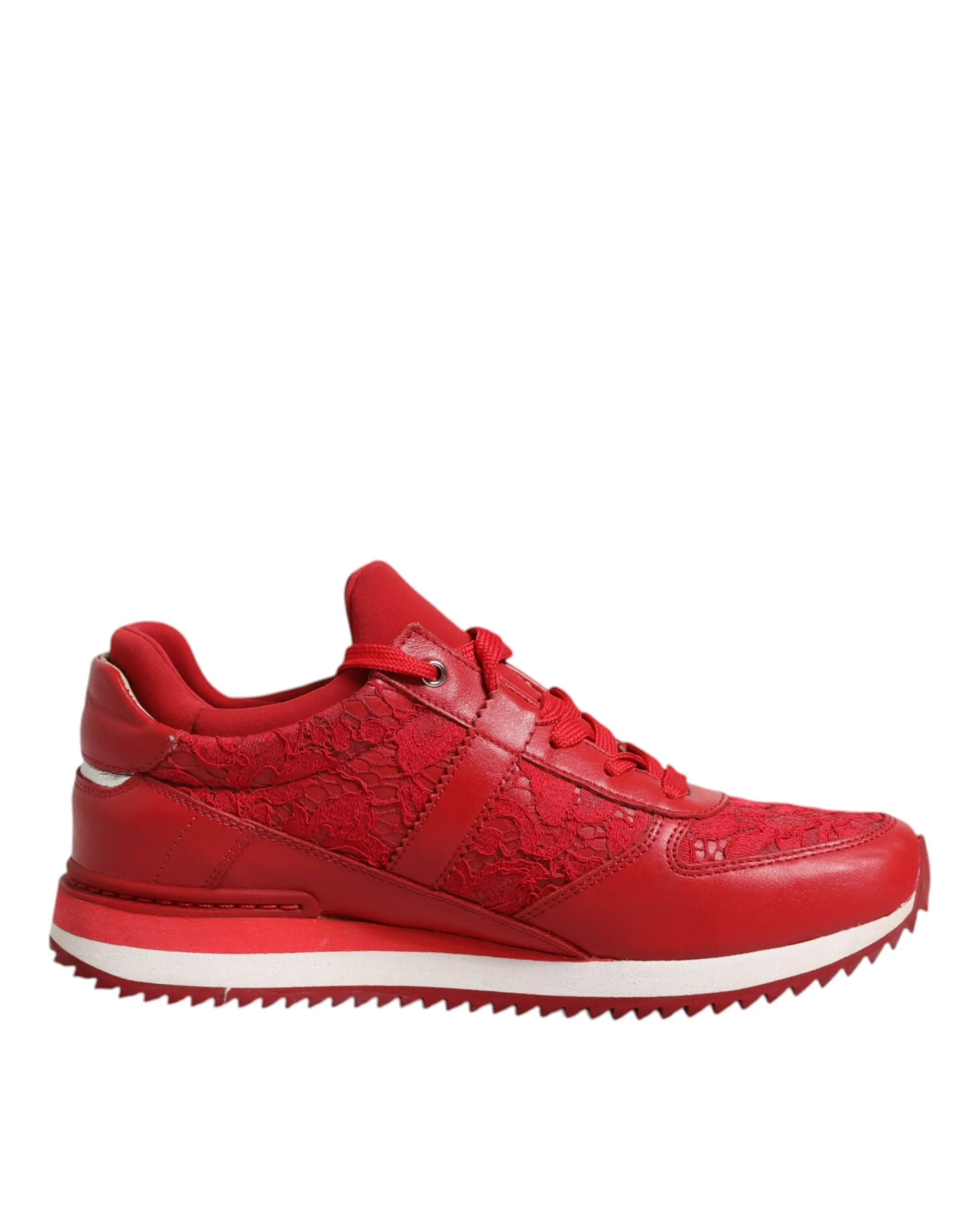 Dolce&Gabbana Women Red Sneakers Nylon Floral Lace Stretch Trainer Shoes EUR 36