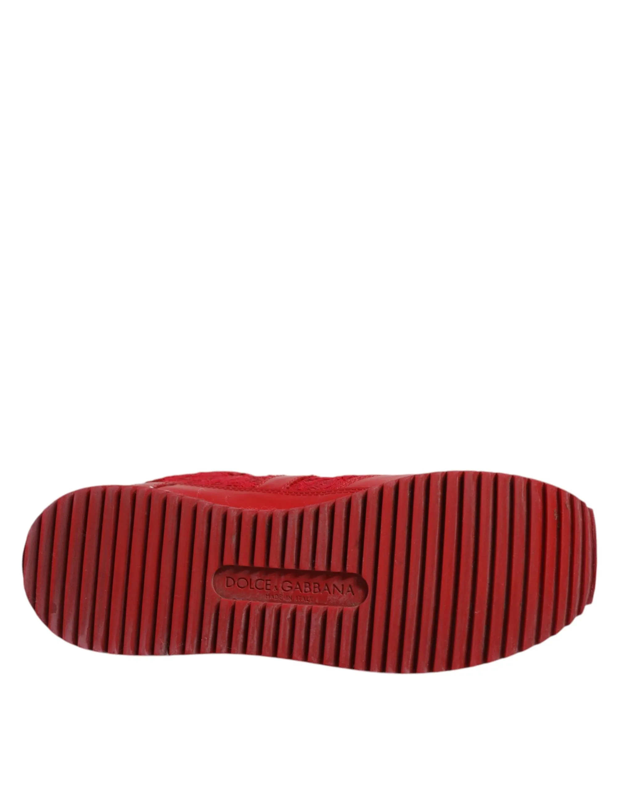 Dolce&Gabbana Women Red Sneakers Nylon Floral Lace Stretch Trainer Shoes EUR 36