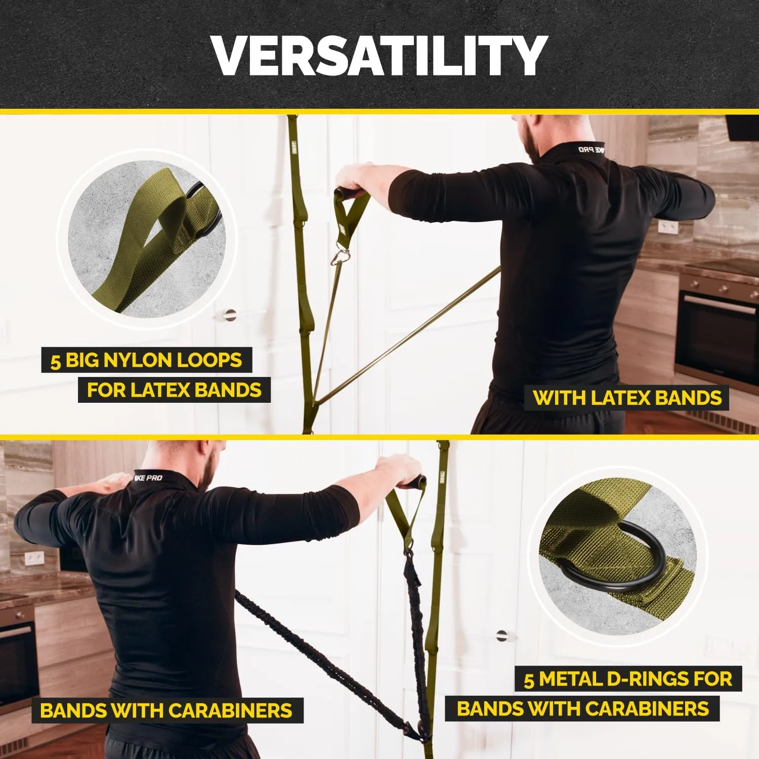 Door Anchor for Resistance Bands W/ 5 Loops & Metal Rings for Full-Body Workouts