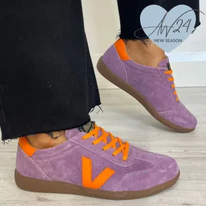 Drilleys Seventy Slim Line Gum Sole Sneakers - Lilac