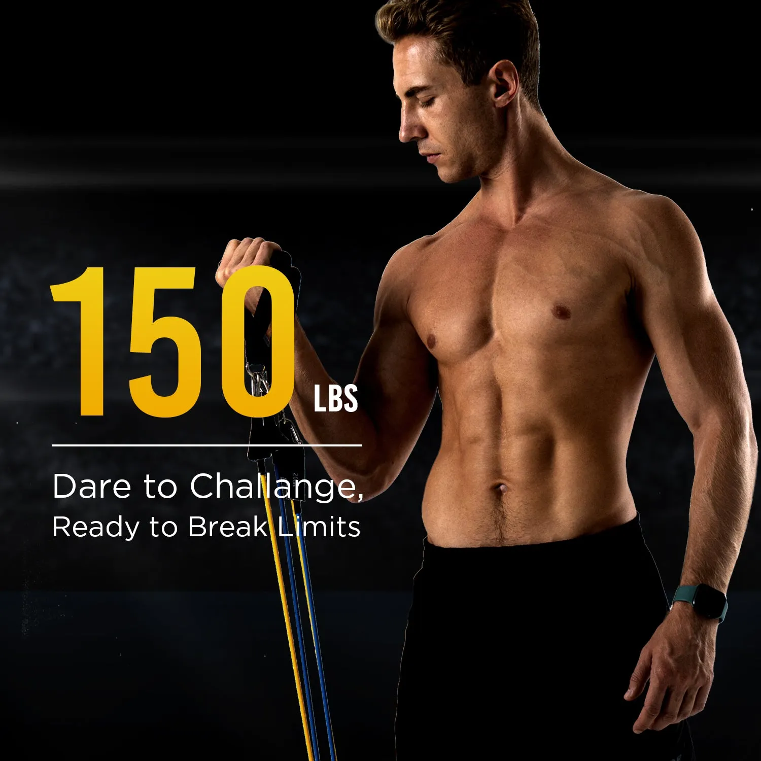 Exercise Workout Bands Up to 150lb W/ Door Anchor & Handles for Strength