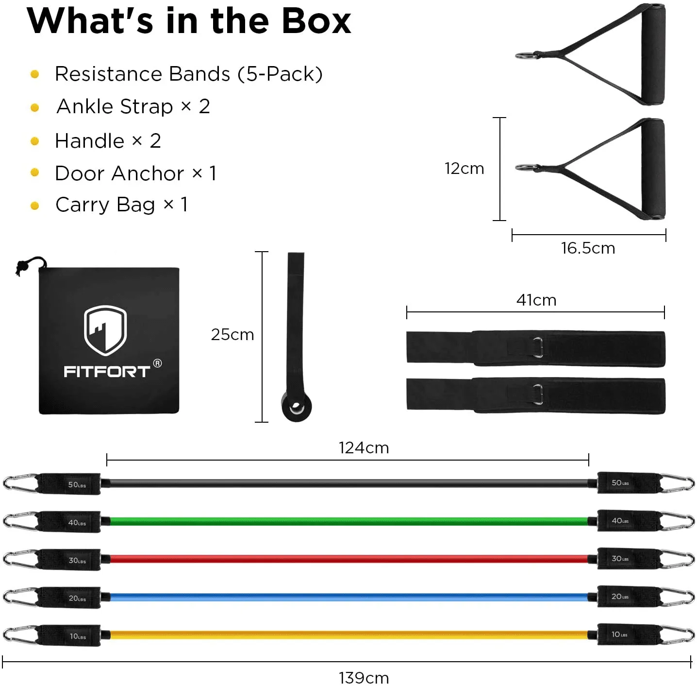 Exercise Workout Bands Up to 150lb W/ Door Anchor & Handles for Strength