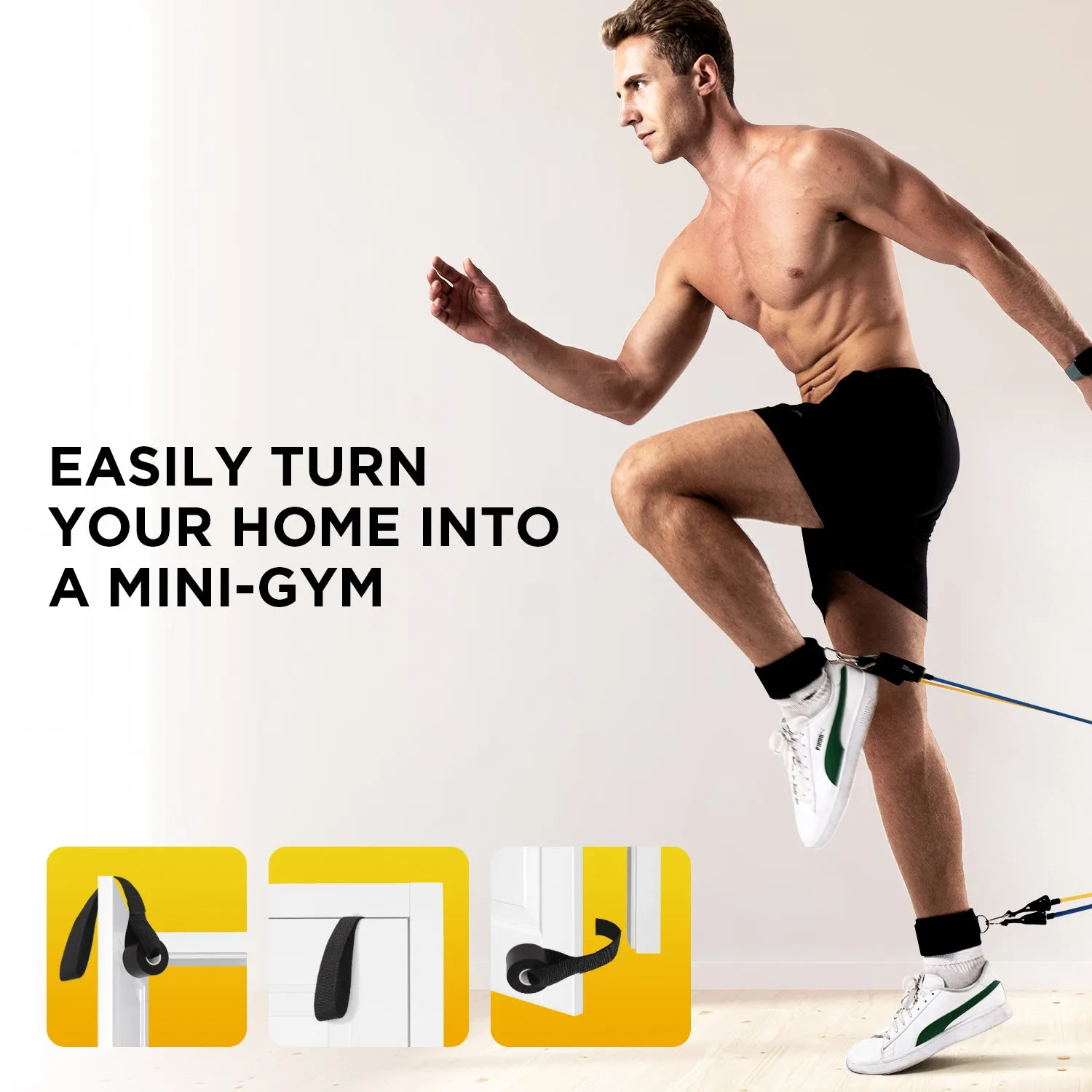 Exercise Workout Bands Up to 150lb W/ Door Anchor & Handles for Strength