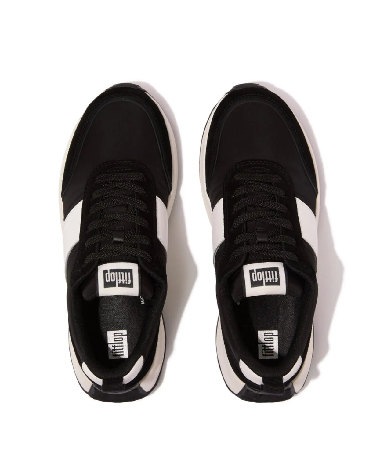 Fitflop F-Mode Flow Fabric Suede Leather Mens Sneaker Black/ Urban White