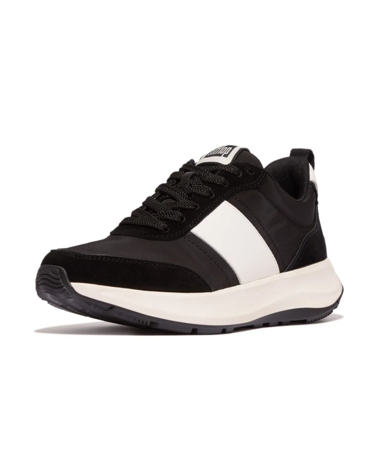 Fitflop F-Mode Flow Fabric Suede Leather Mens Sneaker Black/ Urban White