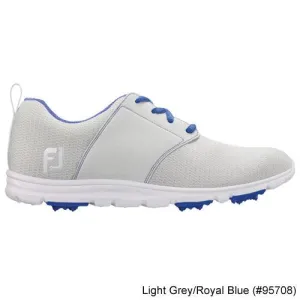 Footjoy Ladies enJoy Spikeless Shoes-Previous Season Style 6.5 Light Grey/Royal Blue (#95708) W