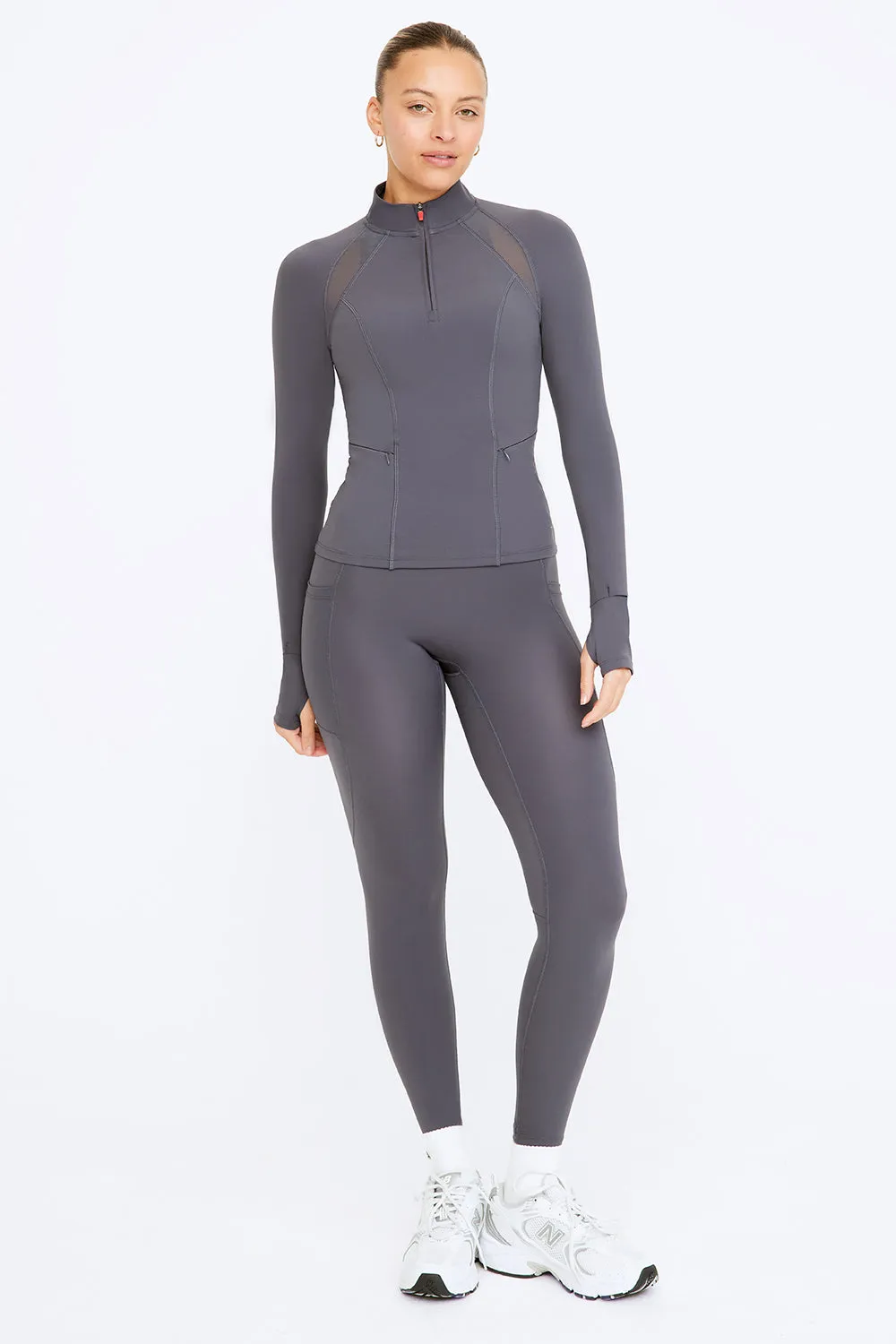 FORMTECH QUARTER ZIP LONG SLEEVE RUNNING TOP - GRAPHITE