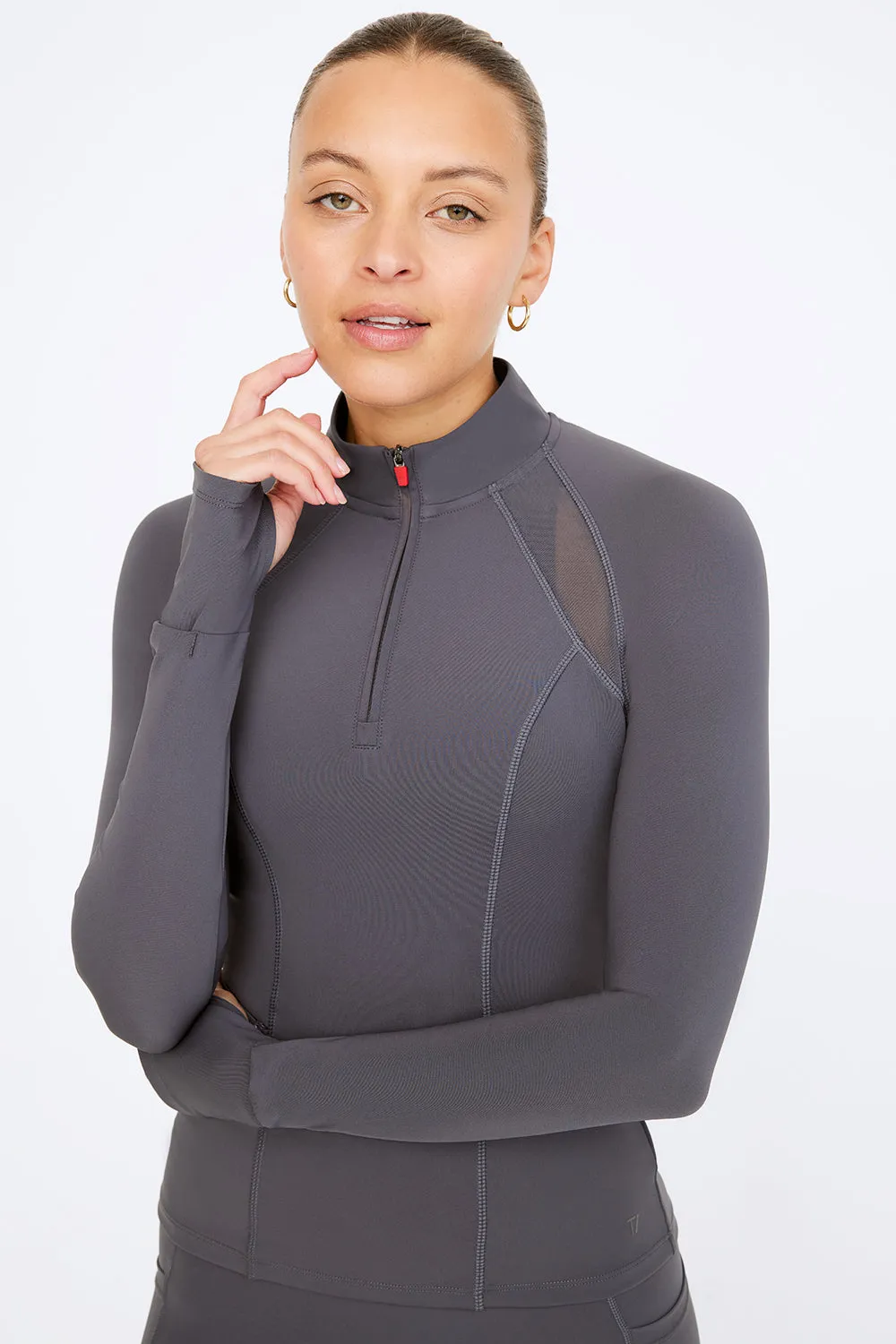 FORMTECH QUARTER ZIP LONG SLEEVE RUNNING TOP - GRAPHITE