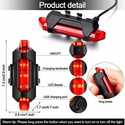 Gadget Deals 2-in-1 Rechargeable Cycle Light and Horn with Cycle Tail Light LED Cycle Light for Bicycle Front Rear Light Combo