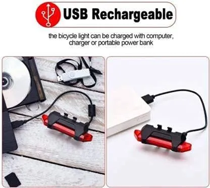 Gadget Deals 2-in-1 Rechargeable Cycle Light and Horn with Cycle Tail Light LED Cycle Light for Bicycle Front Rear Light Combo