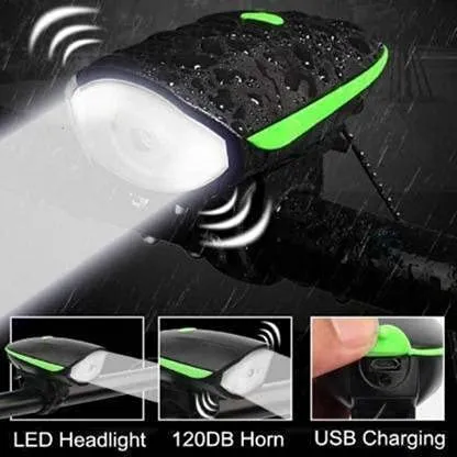 Gadget Deals 2-in-1 Rechargeable Cycle Light and Horn with Cycle Tail Light LED Cycle Light for Bicycle Front Rear Light Combo