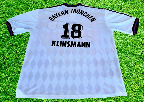 GERMAN BUNDESLIGA BAYERN MUNICH 1995-96 UEFA CUP CHAMPION TOP GOAL SCORER Jürgen KLINSMANN AWAY ADIDAS JERSEY SHIRT TRIKOT XL  SOLD !!!