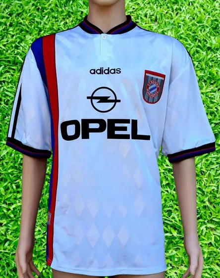 GERMAN BUNDESLIGA BAYERN MUNICH 1995-96 UEFA CUP CHAMPION TOP GOAL SCORER Jürgen KLINSMANN AWAY ADIDAS JERSEY SHIRT TRIKOT XL  SOLD !!!