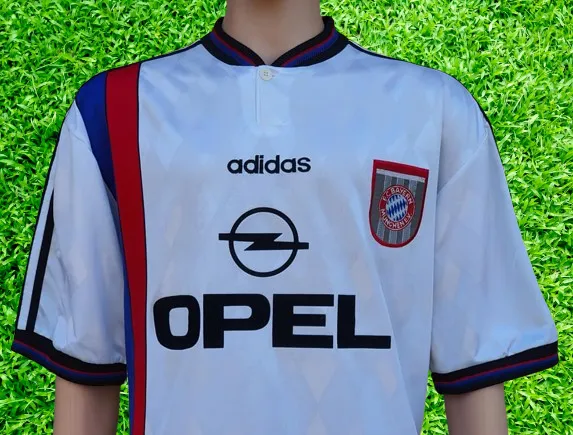 GERMAN BUNDESLIGA BAYERN MUNICH 1995-96 UEFA CUP CHAMPION TOP GOAL SCORER Jürgen KLINSMANN AWAY ADIDAS JERSEY SHIRT TRIKOT XL  SOLD !!!
