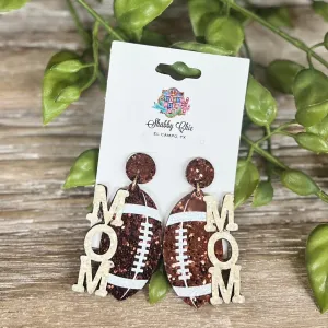 Glitter Football Mom Earrings