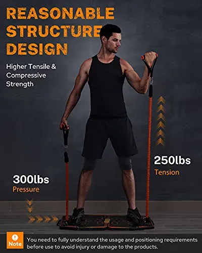 Gonex Portable Home Gym Workout Equipment with 14 Exercise Accessories Ab Roller Wheel,Elastic Resistance Bands,Push-up Stand,Post Landmine Sleeve and More for Full Body Workouts System,Orange