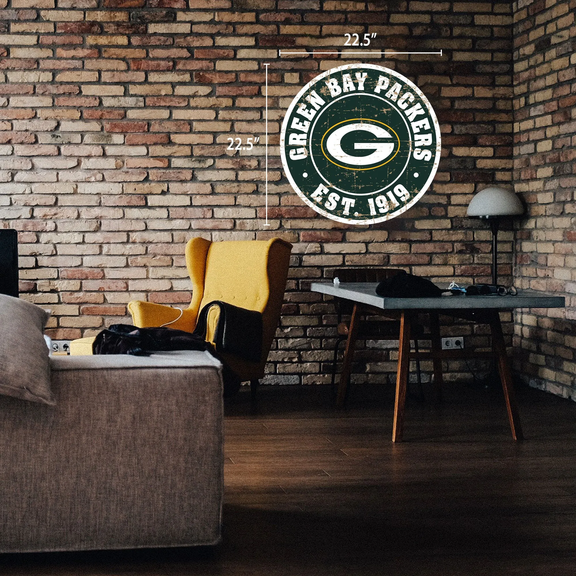 Green Bay Packers 22"  Round PVC Distressed Logo Wall Sign