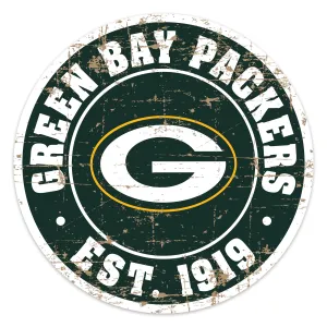 Green Bay Packers 22"  Round PVC Distressed Logo Wall Sign