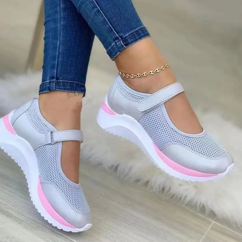 GS Mesh Platform | Luchtige casual mesh platform sneakers met klittenband voor dames