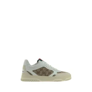 Gucci Women Beige Sneakers Leather Fabric GG Logo Athletic Trainer Shoes EUR 37