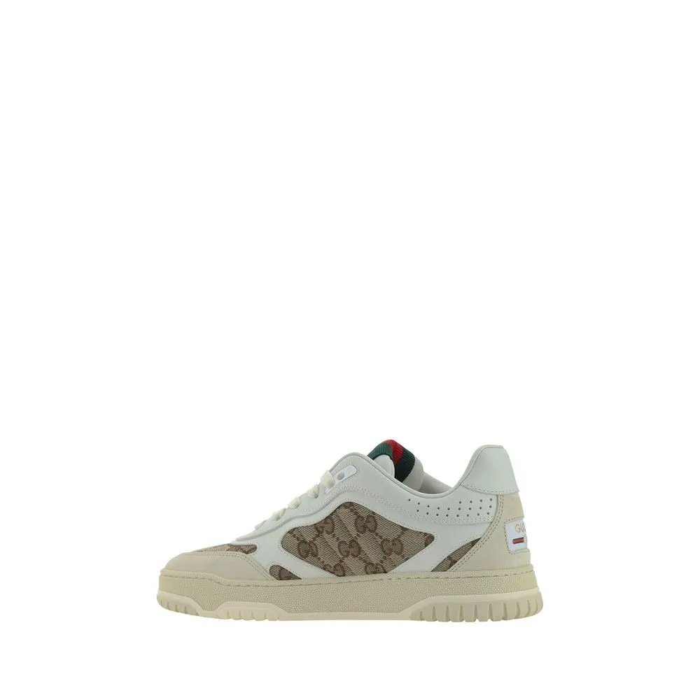 Gucci Women Beige Sneakers Leather Fabric GG Logo Athletic Trainer Shoes EUR 37