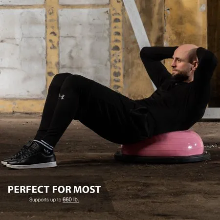 Half Balance Ball with Auto Air Pump 2 Bands  Strength Training