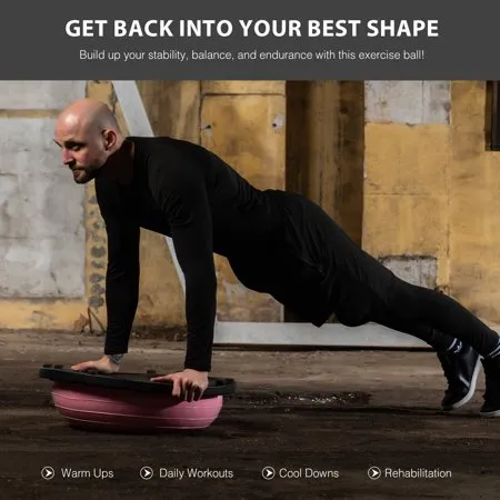 Half Balance Ball with Auto Air Pump 2 Bands  Strength Training
