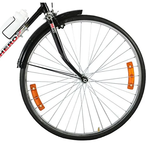 Hero Hawk Nuage 27T Single Speed Hybrid Bike (Black Silver, Ideal For : 12  Years )