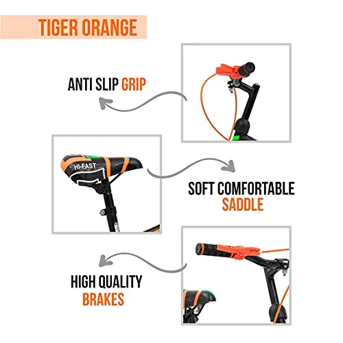 HI-FAST Boys & Girls FIGHTER-16T-Semi-Assembled BMX Bike Cycle with Training Wheels for 5 to 8 Years, 16 inch, Orange