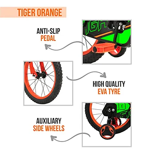 HI-FAST Boys & Girls FIGHTER-16T-Semi-Assembled BMX Bike Cycle with Training Wheels for 5 to 8 Years, 16 inch, Orange