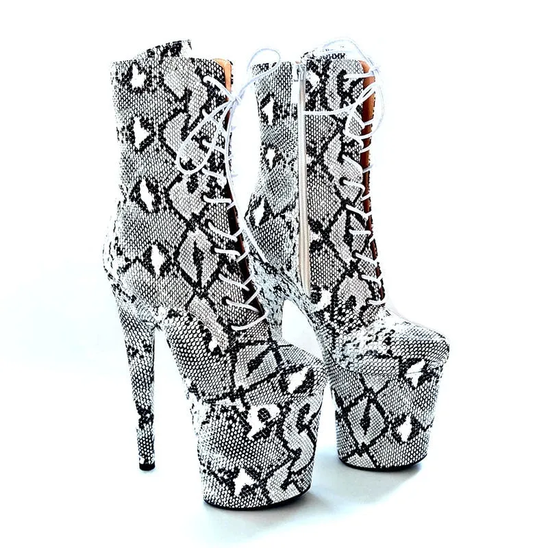 High Heel platform Boots Snakeskin materials cover
