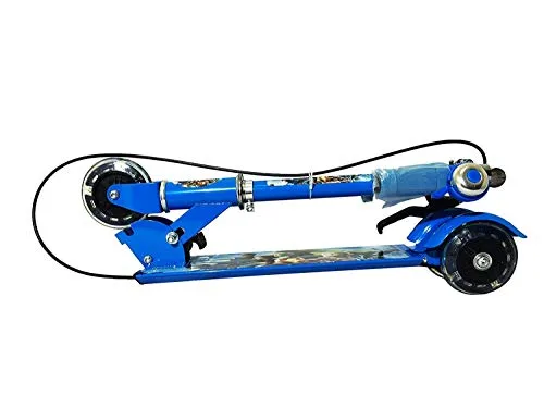 JOYESTA Kick Scooter for Kids 3 Wheeler Foldable Kick Skating Cycle with Brake and Bell, LED on Wheels and Height Adjustable for Boys and Girls for 3-7 Years (Blue)