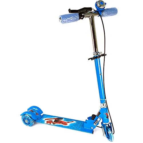 JOYESTA Kick Scooter for Kids 3 Wheeler Foldable Kick Skating Cycle with Brake and Bell, LED on Wheels and Height Adjustable for Boys and Girls for 3-7 Years (Blue)
